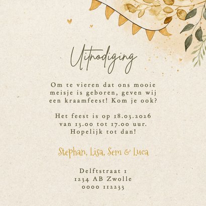 Uitnodiging kraamfeest lief zusje of broertje herfst vosjes  3