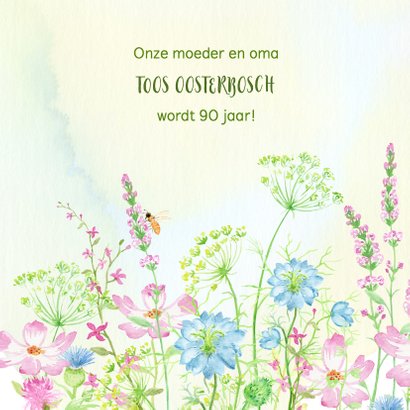 Uitnodiging krans met veldbloemen 2