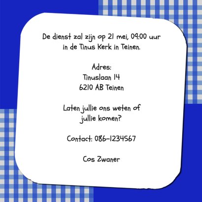 Uitnodiging krijtbord blauw - BK 3