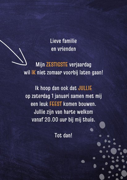 Uitnodiging krijtbord Dit kleine ventje wordt 60 3