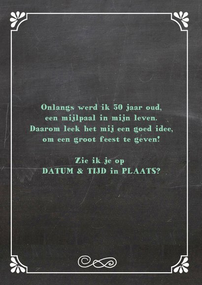 Uitnodiging krijtbord look handlettering 3