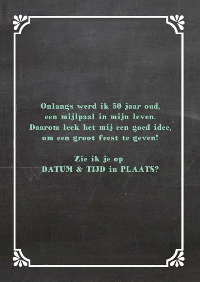 Uitnodiging krijtbord look handlettering 3