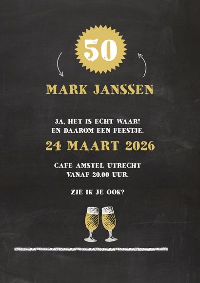 Uitnodiging krijtbordlook met handlettering  3