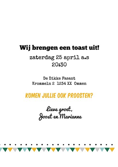 Uitnodiging laten we proosten zwart wit 3