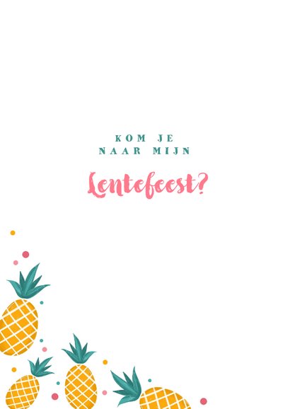 Uitnodiging lentefeest communie meisje ananas confetti 2