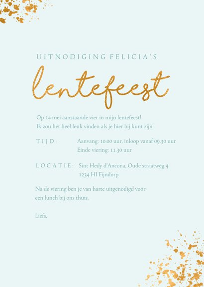 Uitnodiging lentefeest gouden eenhoorn 3