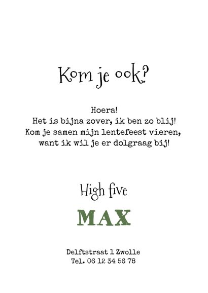 Uitnodiging lentefeest jungle zebra confetti ballonnen 3