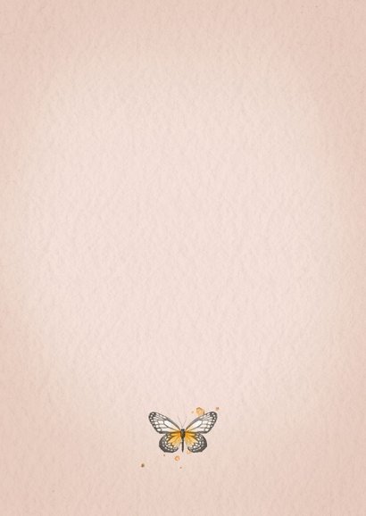 Uitnodiging lentefeest met vlinders en bloemen Achterkant