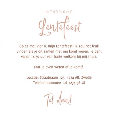 Uitnodiging Lentefeest minimalistisch met patroon 3