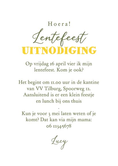 Uitnodiging lentefeest stijlvol foto narcissen bloemen lente 3