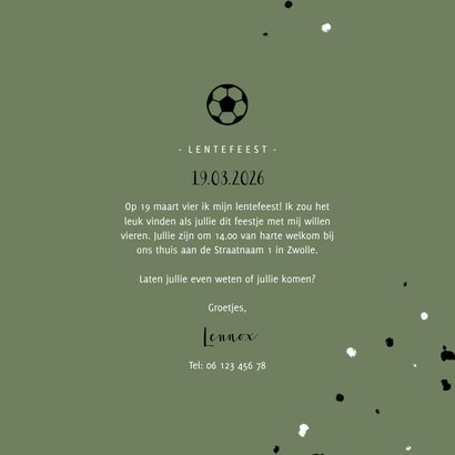 Uitnodiging lentefeest voetbal met spetters 3