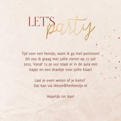 Uitnodiging let's party pensioenfeest 3