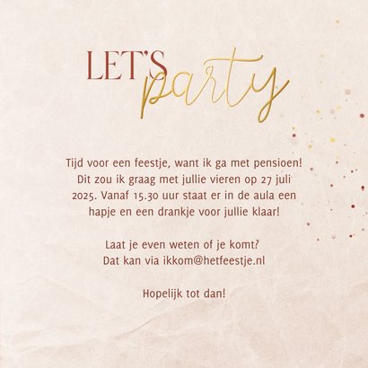 Uitnodiging let's party pensioenfeest  3