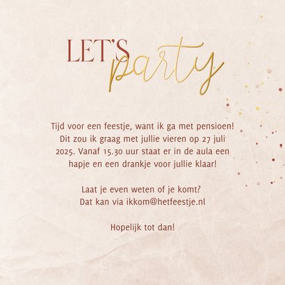 Uitnodiging let's party pensioenfeest 3
