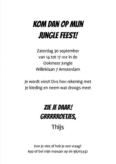 Uitnodiging Loeki Junglefeest - A 3