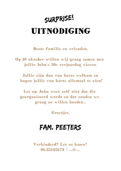 Uitnodiging man industrieel met hout, staal en foto's 3