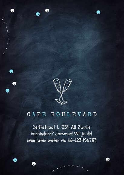 Uitnodiging man verjaardag hip krijt confetti vaandel 2