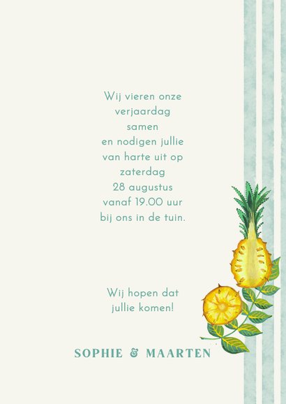 Uitnodiging mediterraan Hawaii feestje ananas 3