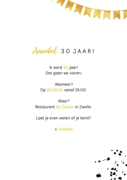 Uitnodiging met 3 foto's en gouden accenten 3