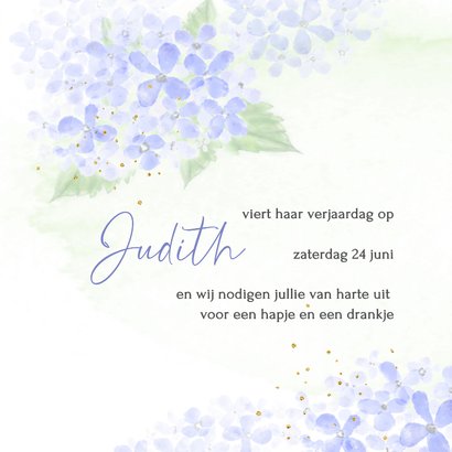 Uitnodiging met blauwe Hortensia 2