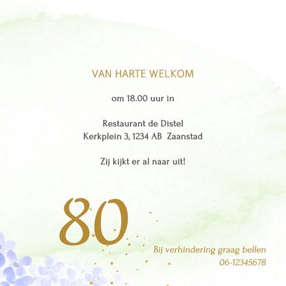 Uitnodiging met blauwe Hortensia 3