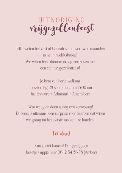 Uitnodiging met bride to be hart voor vrijgezellenfeestje 3