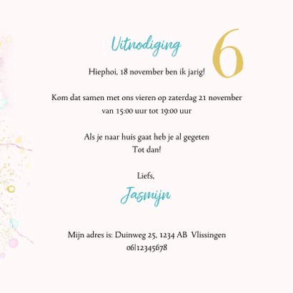 Uitnodiging met flamingo met confetti 3