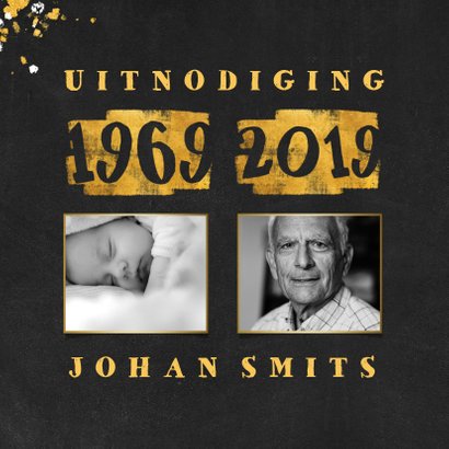 Uitnodiging met foto en goudlook 1969/2019 2