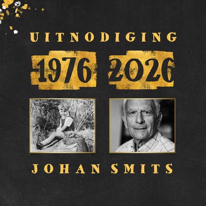 Uitnodiging met foto en goudlook 1976/2026 2