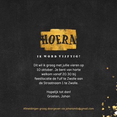 Uitnodiging met foto en goudlook 1976/2026 3