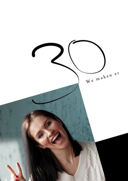 Uitnodiging met geschreven tekst 30e verjaardag modern 2