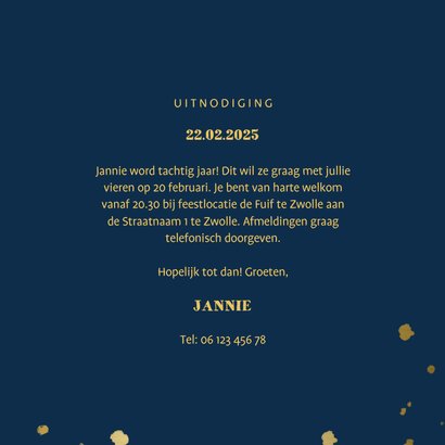 Uitnodiging met gouden confetti en aanpasbare kleur 3