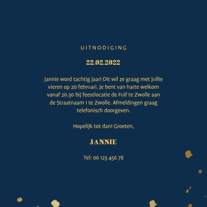 Uitnodiging met gouden confetti en aanpasbare kleur 3