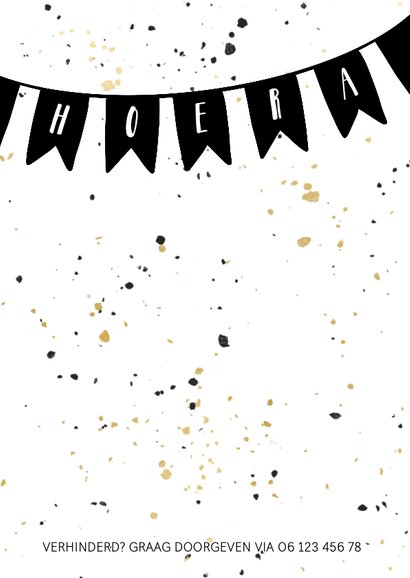 Uitnodiging met vlaggen en zwart gouden confetti 2
