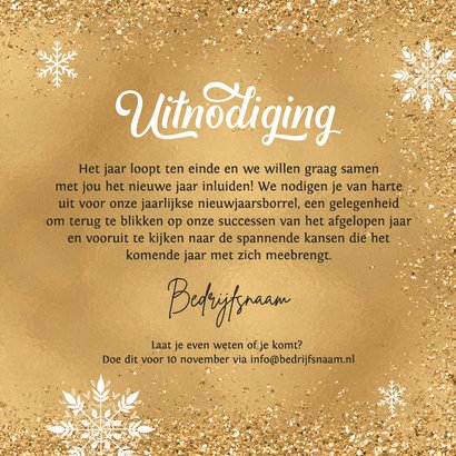 Uitnodiging nieuwjaarsborrel champagne goud 2026 3