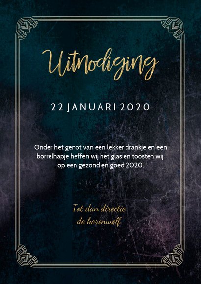 Uitnodiging nieuwjaarsborrel great gatsby stijl 3