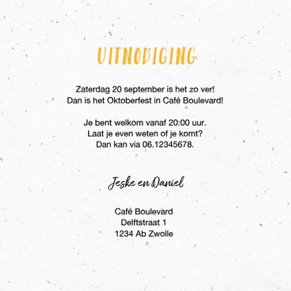 Uitnodiging Oktoberfest bier worst duits 3