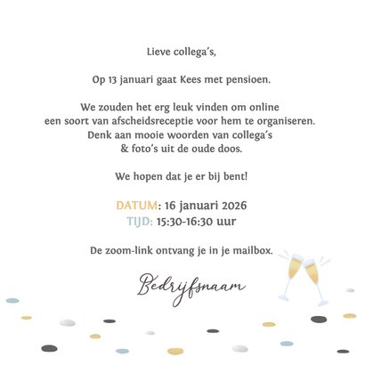 Uitnodiging online afscheidsreceptie of borrel 3
