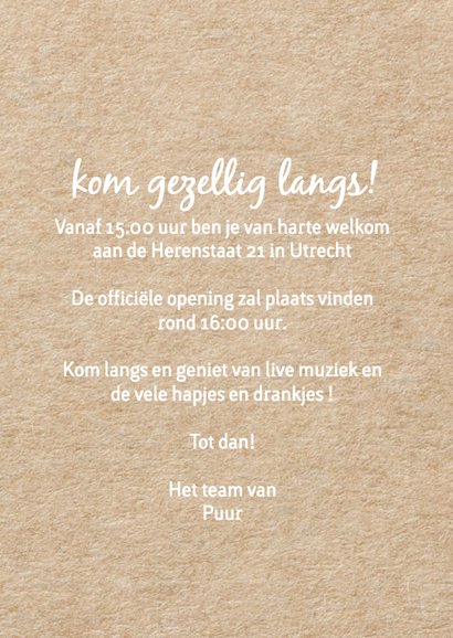 Uitnodiging opening bedrijf - kraft look 3