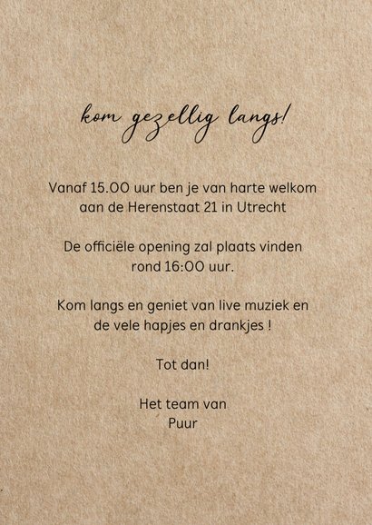 Uitnodiging opening bedrijf - kraft look 3