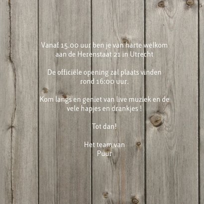 Uitnodiging openingskaart met hout design 3