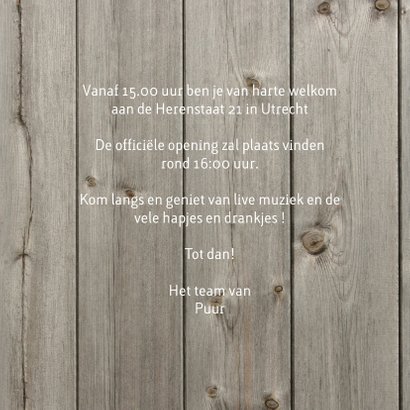 Uitnodiging openingskaart met hout design 3