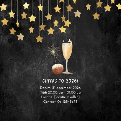 Uitnodiging oudejaarsavond oud en nieuw oliebol champagne 2
