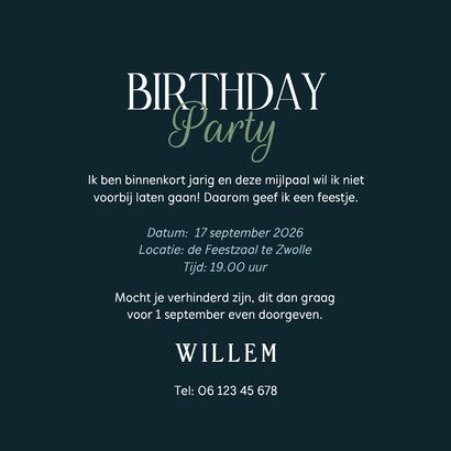 Uitnodiging party blauwe ballonnen met foto's confetti groen 3