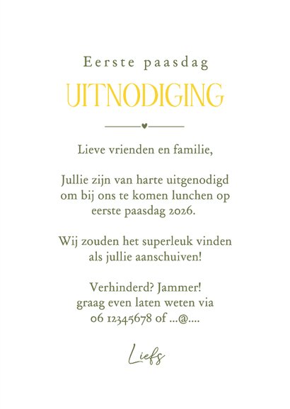 Uitnodiging Pasen lunch brunch bloemen narcissen geel 3