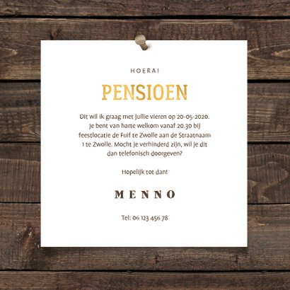 Uitnodiging pensioen bierglas met foto en leeftijd 3