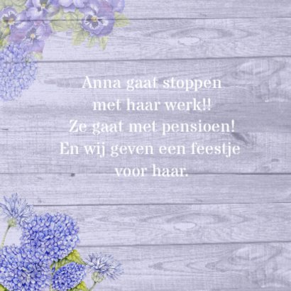 uitnodiging pensioenfeest tuin 2