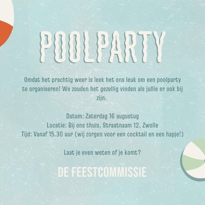 Uitnodiging poolparty met water zwembanden slippers 3