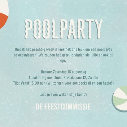 Uitnodiging poolparty met water zwembanden slippers  3