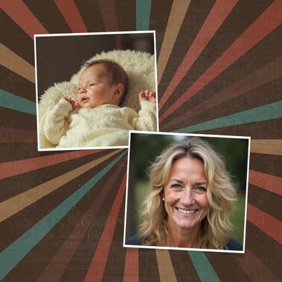 Uitnodiging retro 1976 3d stralen gekleurd vijftig jaar 2